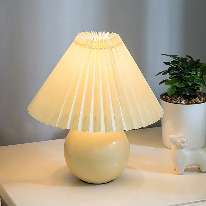 Afralia™ Nordic Ceramics Table Lamp - Modern Desk Light with Pleated Lampshade for Cozy Home Lighting