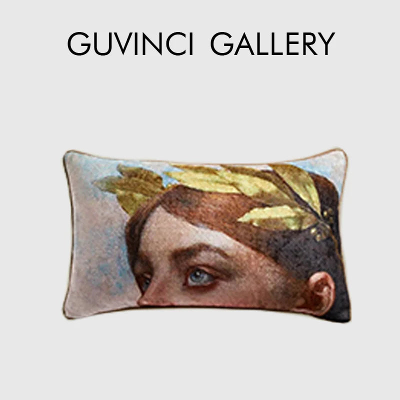 Afralia™ Angel Eyes Lumbar Pillow Cover - Greek Art Inspired Luxury Home Decor