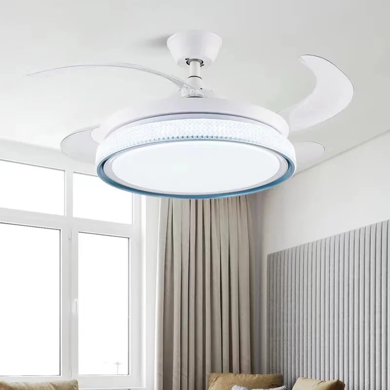 Afralia™ Modern LED Ceiling Fan with Retractable Blades and Remote Control