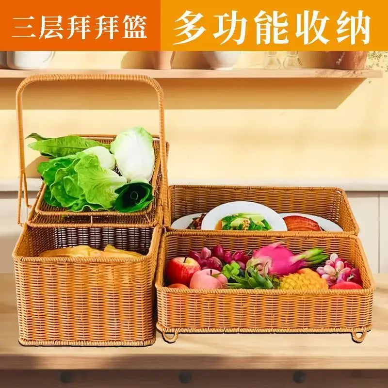 Afralia™ Handwoven Rattan Picnic Basket with Lid and Rectangular Outdoor Storage