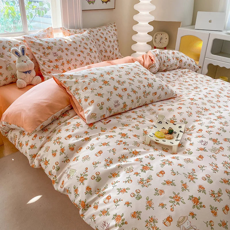 Afralia™ Cute Printed Cotton Duvet Cover for Double Queen Bed - Cozy & Non-Fading