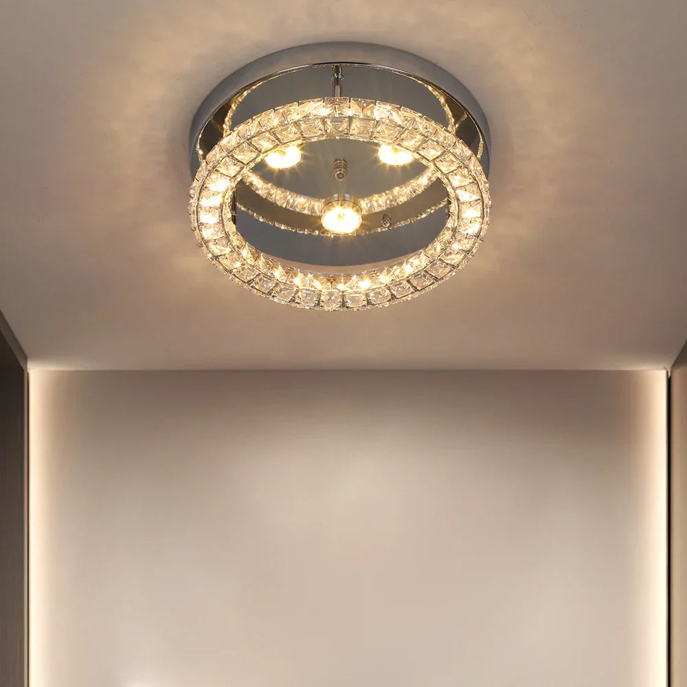 Afralia™ Luxury Crystal Ceiling Chandelier LED Light for Home Decor and Hotel Lighting