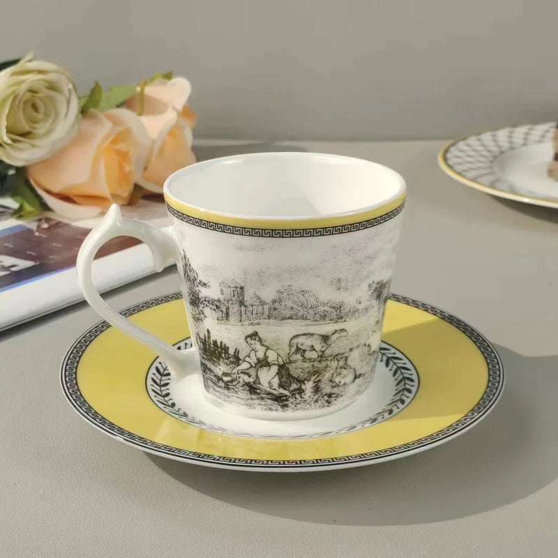 Afralia™ Porcelain Tableware Set: Plate, Cup, Mug, Bowl, Dish, Tray, Kitchen Dinnerware