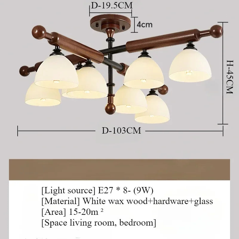 Afralia™ Wood Pendant Light Retro Design LED Chandelier for Home Decor and Lighting