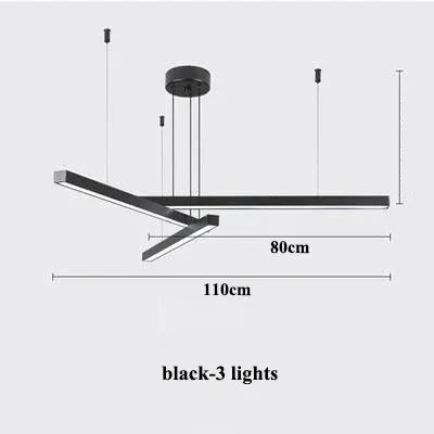 Afralia™ Modern Gold Black Led Pendant Lights, Dimmable, L80cm, Aluminium, Dining Room Hanging Lamp