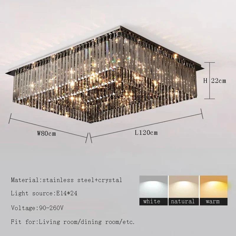 Afralia™ Luxury Black Crystal Ceiling Light for Modern Home Decor and Lighting