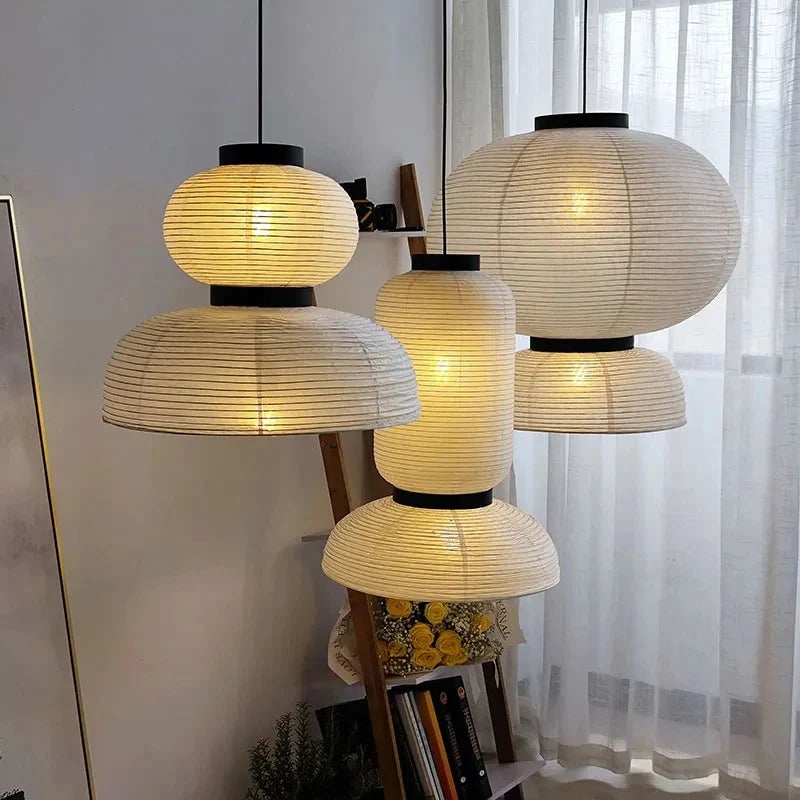 Afralia™ Rice Paper LED Pendant Lights - Modern Lantern Hanging Lamp for Dining Living Room