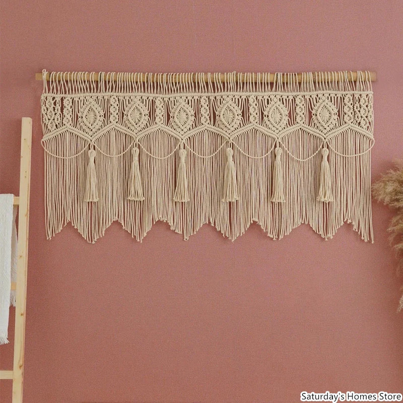 Afralia™ Boho Macrame Door Curtain Handmade Cotton Rope Wall Hanging Tapestry Boujee Decor