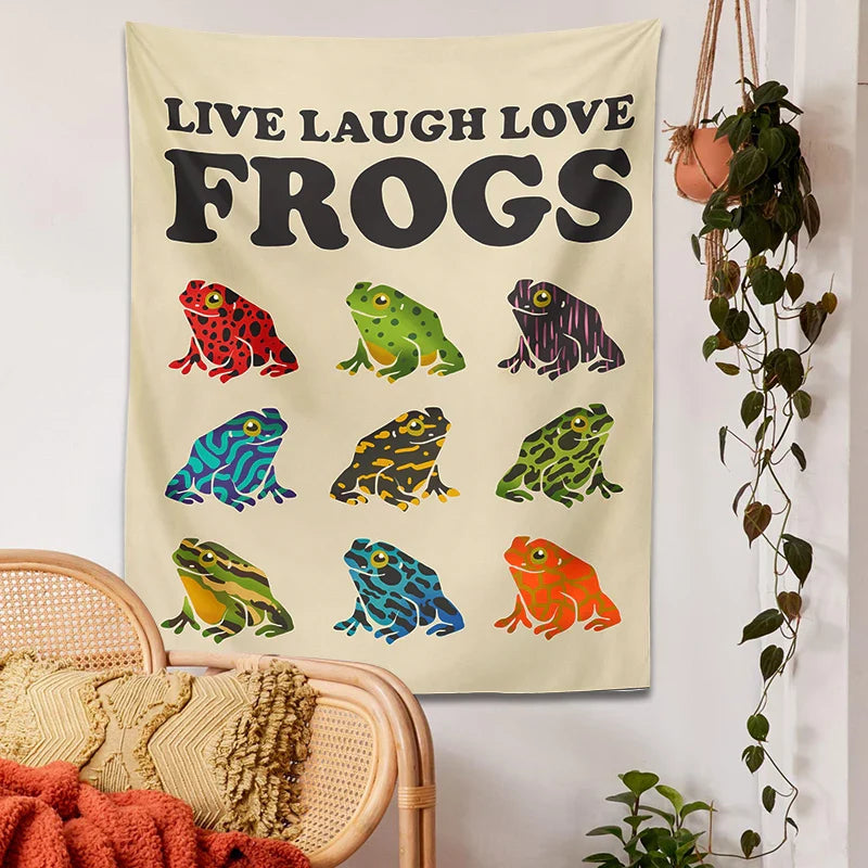 Afralia™ Frogs Tapestry Wall Hanging Psychedelic Hippie Aesthetic Tapestries Home Decor