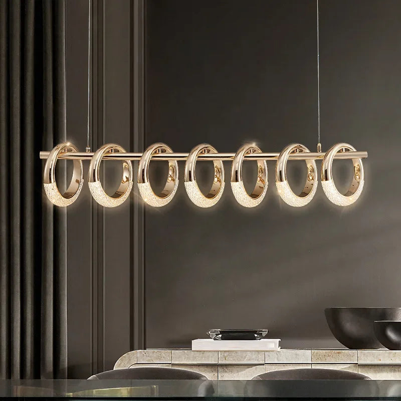 Afralia™ Gold Acrylic Circle Ring LED Pendant Chandelier