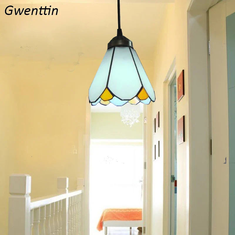 Tiffany Style Pendant Light for Dining Room Tiffany Mediterranean Hanging Lamp for Bedroom by Afralia™