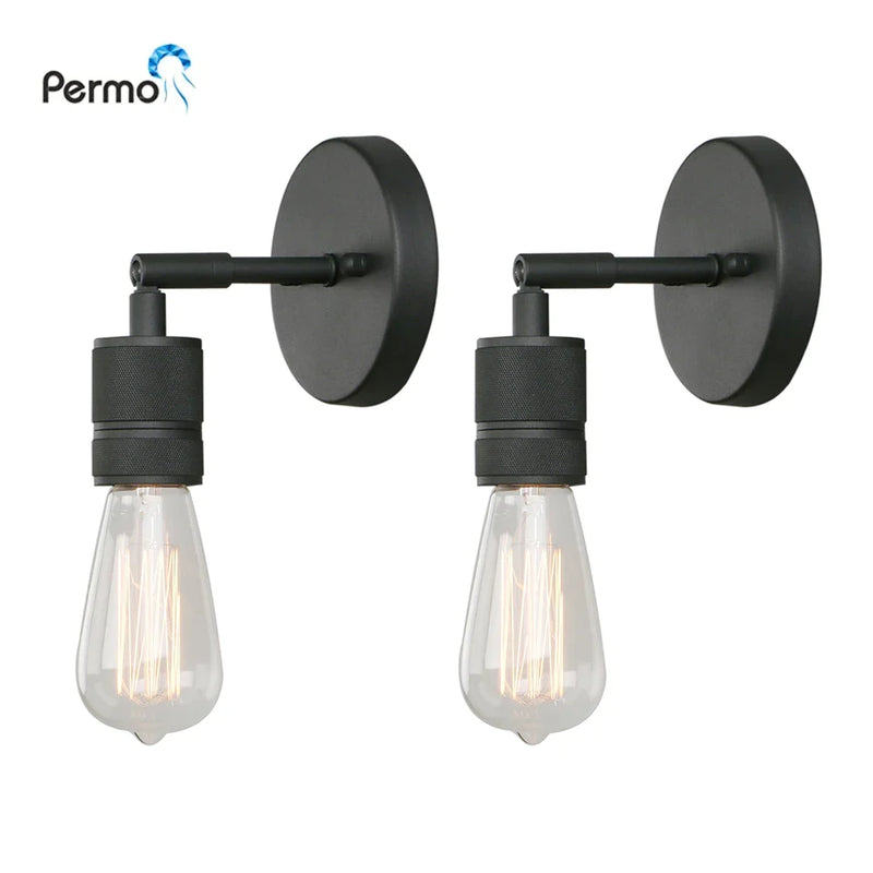 Afralia™ Matte Black Industrial Wall Sconces 2 Pack for Bedroom Hallway Living Room