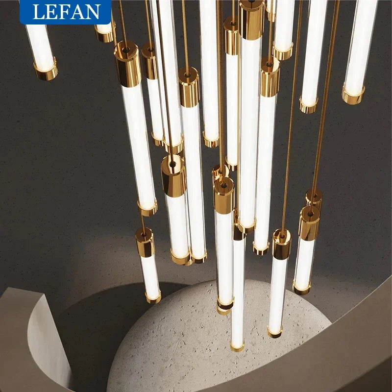 Afralia™ LED Chandeliers Modern Staircase Ceiling Pendant Lighting Luxury Living Room Decor