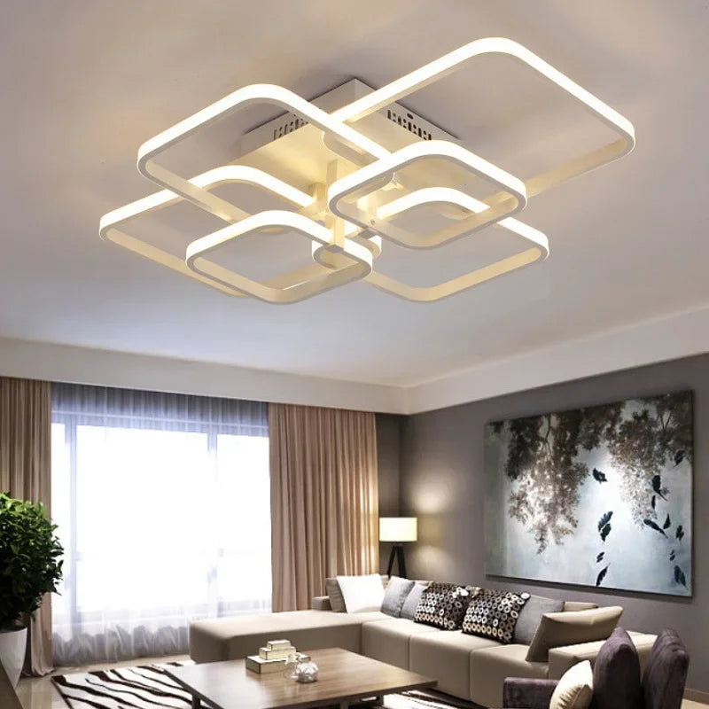 Afralia™ LED Ceiling Light 4 Rings 78W Square for Living Room Bedroom Bar