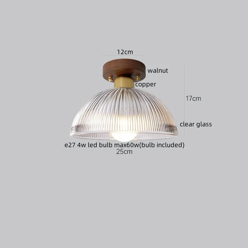 Afralia™ Wood Glass LED Ceiling Lamp Modern Kitchen Living Room Light Fixture