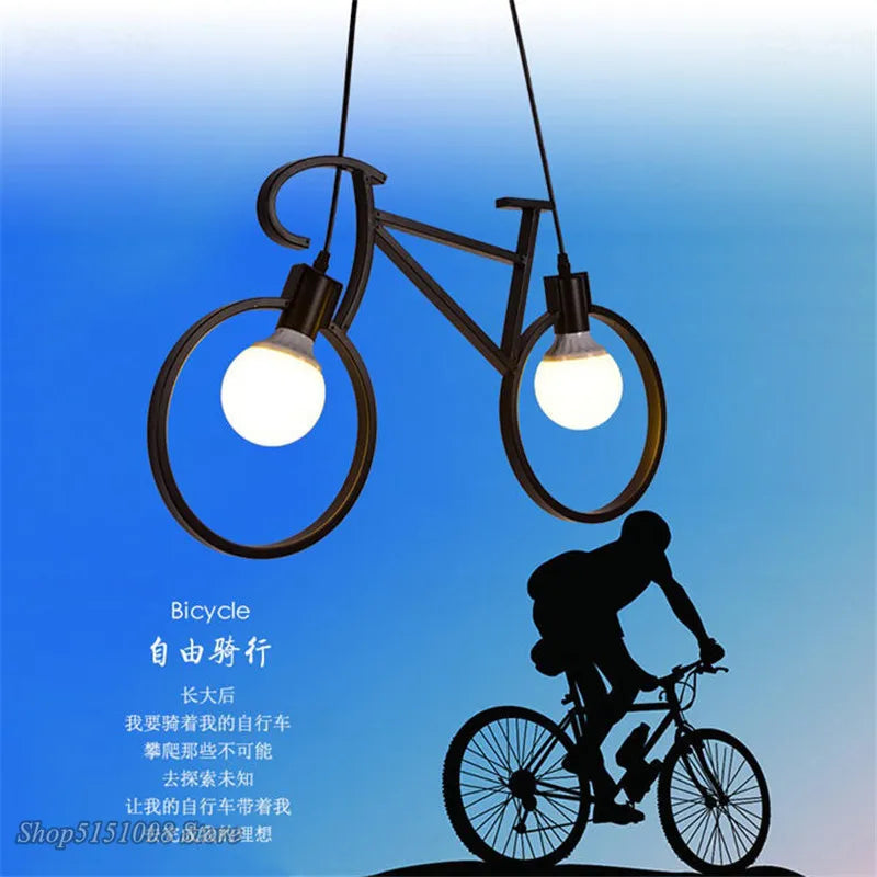 Afralia™ Industrial Bicycle Pendant Light for Living Room, Restaurant, and Bar