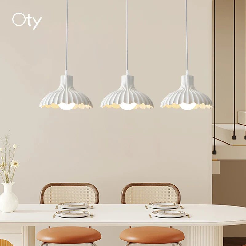 Afralia™ Modern Minimalist Kitchen Dining Table with Japanese Ceramic Pendant Light