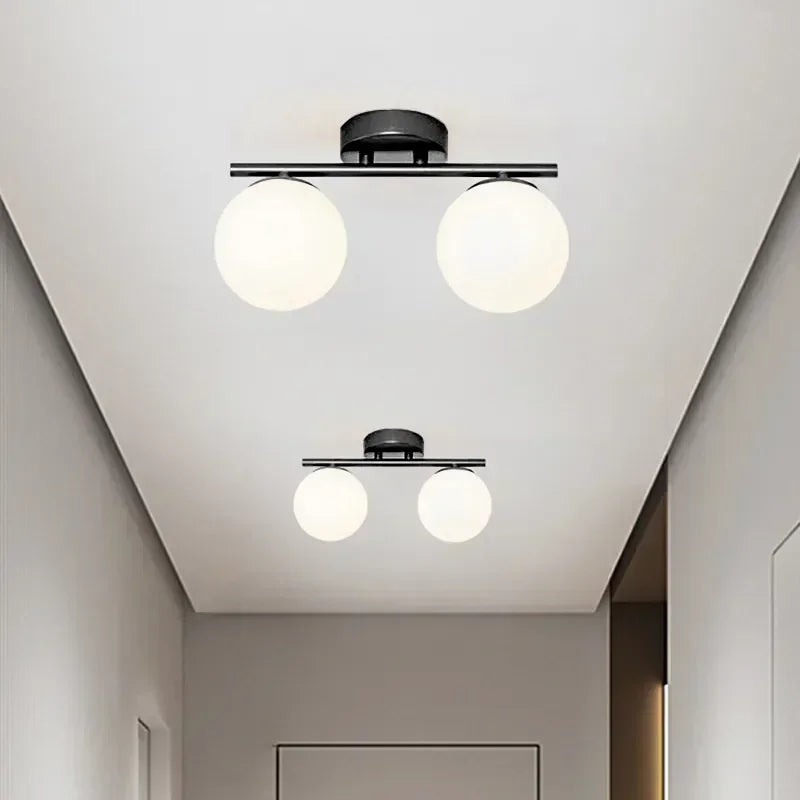 Afralia™ Nordic Glass LED Ceiling Light for Corridor, Entrance, Bedroom - Golden Dining Room Balcony Lighting