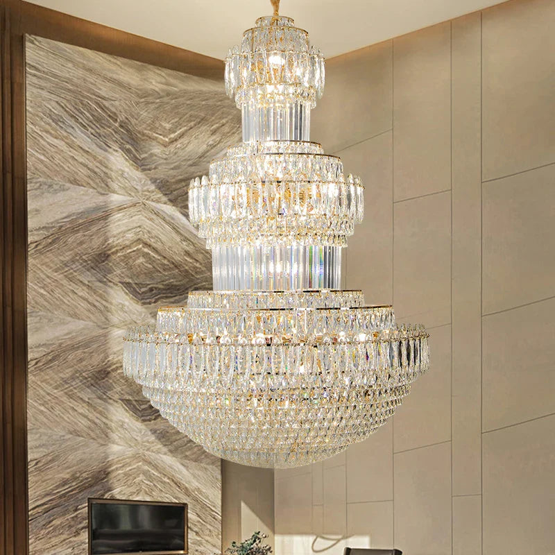 Afralia™ Crystal Hanging Lighting European Light Luxury Living Room Decor Luxury Hotel Lobby