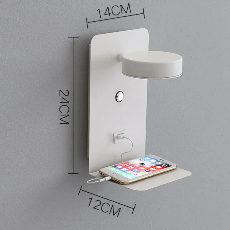 Afralia™ LED Shelf Wall Lamp with USB Charging Port & Switch