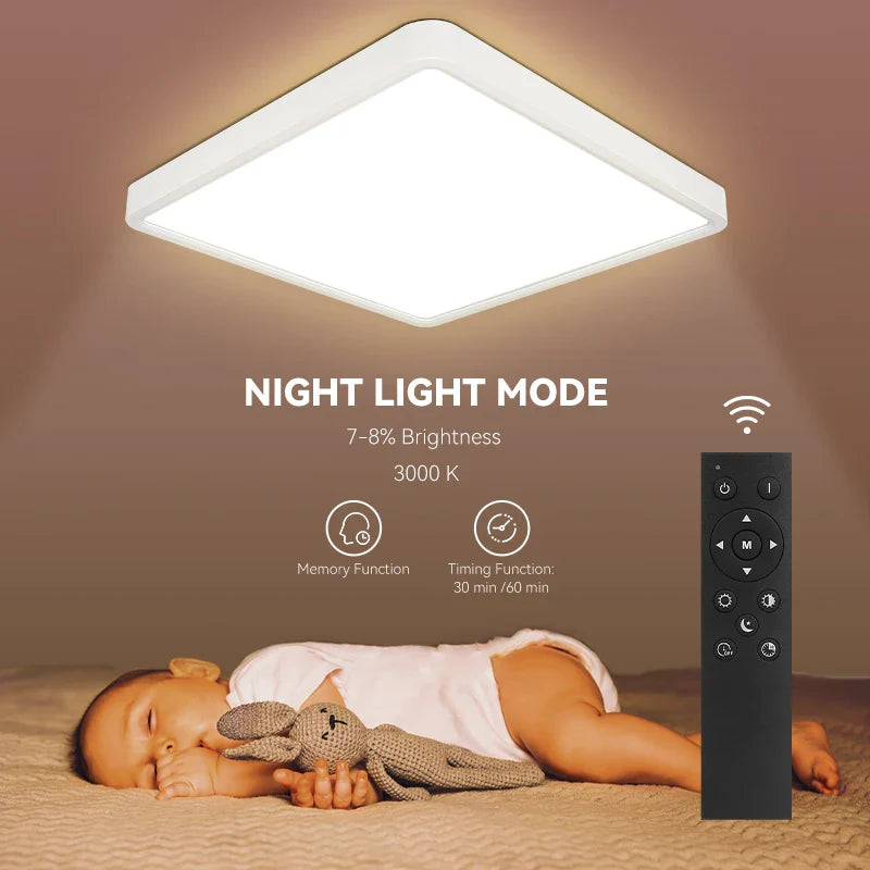 Afralia™ LED Dimmable Ceiling Lamp with Remote Control for Bedroom and Living Room