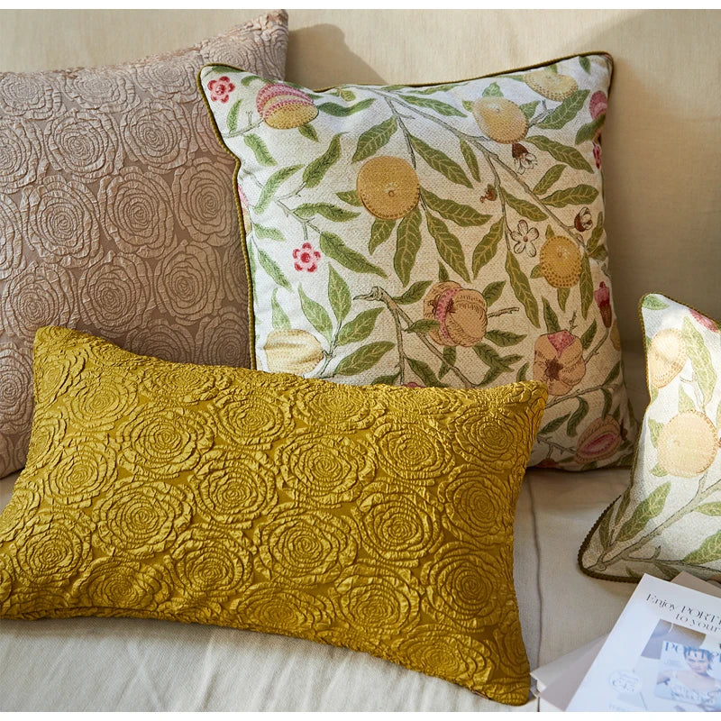 Afralia™ Citron Flowers Plants Print Pillow Case: Farmhouse Decorative Cushion Cover