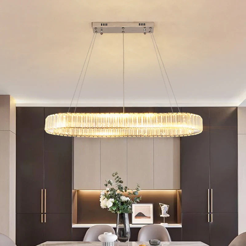 Afralia™ Crystal Oval LED Chandelier: Luxury Lighting Fixture for Living Room - Modern Design