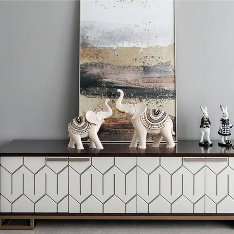 Afralia™ Elephant Sculpture Figurine for Shelf, Desk, Home Decor - Resin Statue Housewarming Gift