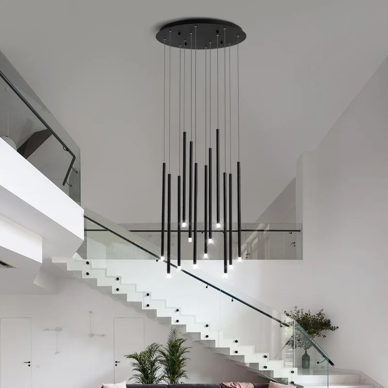 Afralia™ Nordic Black Villa Spiral Staircase Pendant Lights for Living Room & Cafe