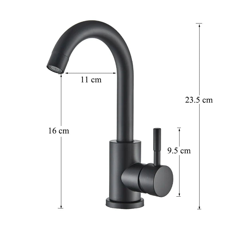 Afralia™ Matte Black Stainless Steel Basin Faucet with 360° Rotation and Single Handle