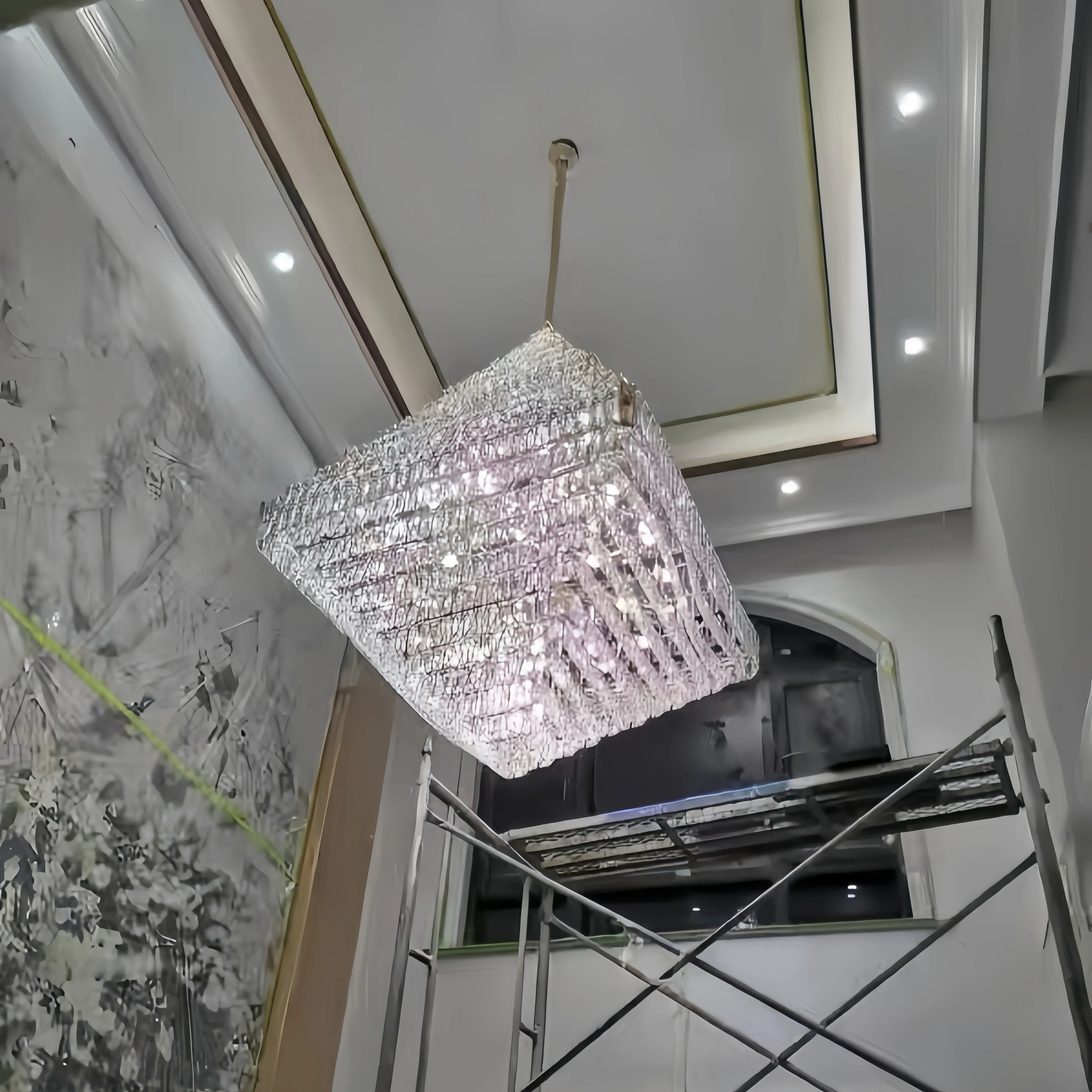 Afralia™ Luxe Crystal Pyramid Chandelier: High-end Lighting for Living Room & Hotel Lobby