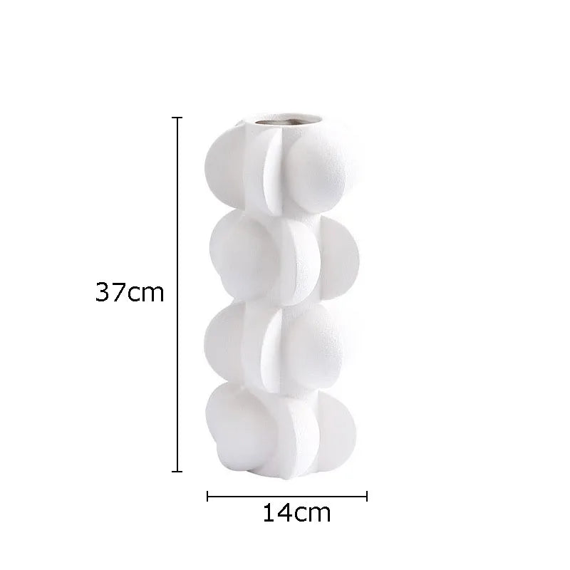 Afralia™ Geometric Spiral Resin Vase - Black and White Flower Vase for Home Decor