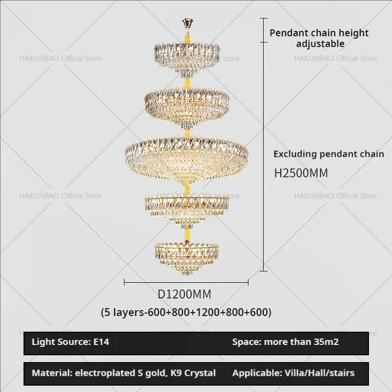 Afralia™ Crystal Living Room Chandelier: Modern Luxury High-Rise Villa Personality Creative Hotel Décor