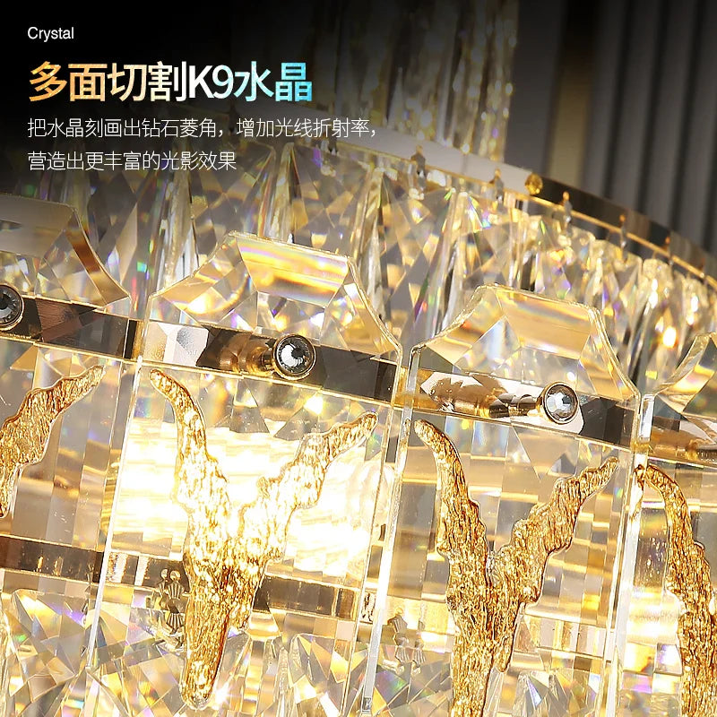 Afralia™ European Crystal Chandelier for Large Living Room, Villa Hollow Hall, Staircase Floor