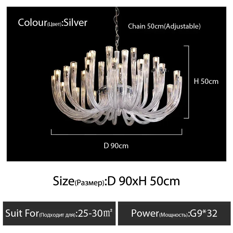 Afralia™ Luxury LED Glass Chandelier for Living Room - Designer Home Decor