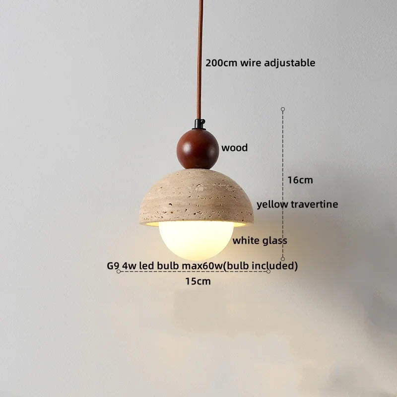 Afralia™ Travertine Stone LED Pendant Chandelier for Modern Living Spaces