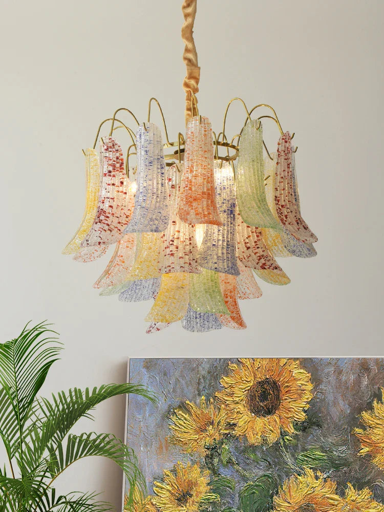 Afralia™ Crystal Chandelier: French Light Luxury Retro Color Living Room Villa Dining Room Lamps