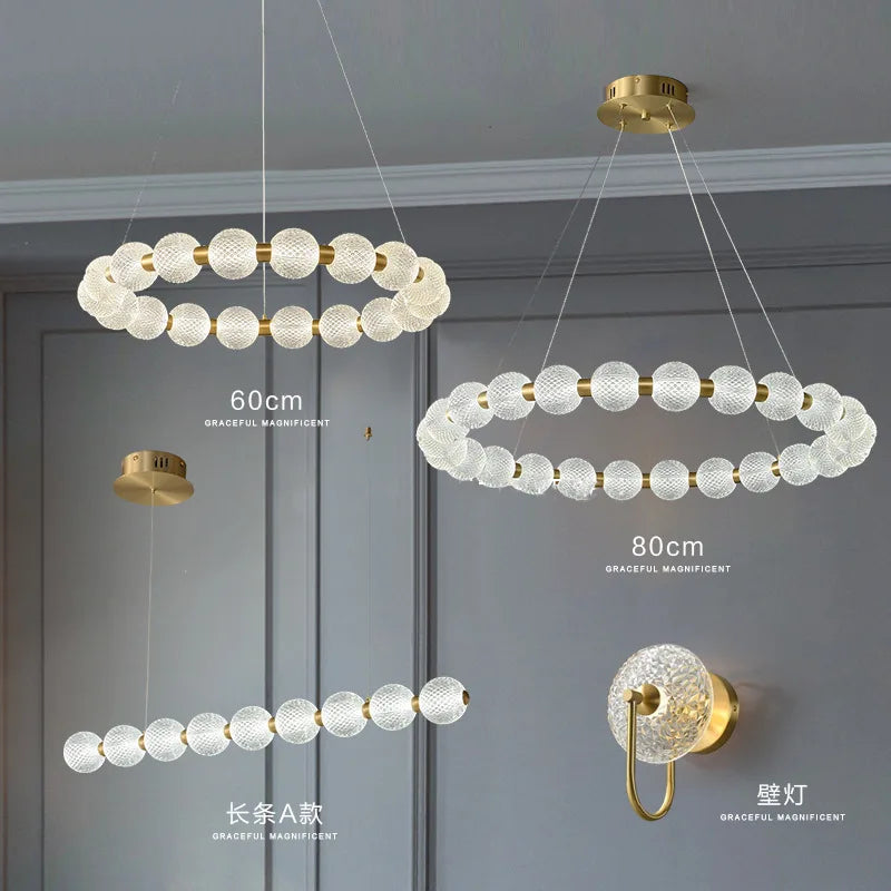 Afralia™ Modern LED Ball Chandelier: Nordic Light Luxury Round Pendant Lamp