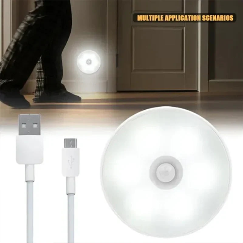 Afralia™ PIR Motion Sensor LED Night Light - USB Rechargeable Wireless Closet Lamp