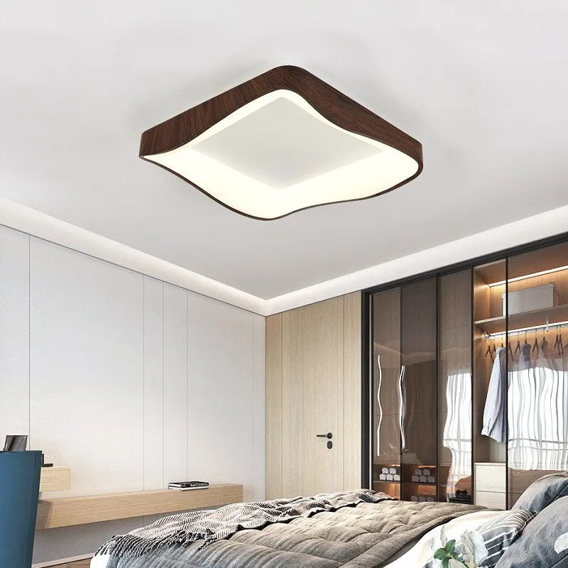 Afralia™ Walnut Log Round Ceiling Light Fixture LED for Home Illumination