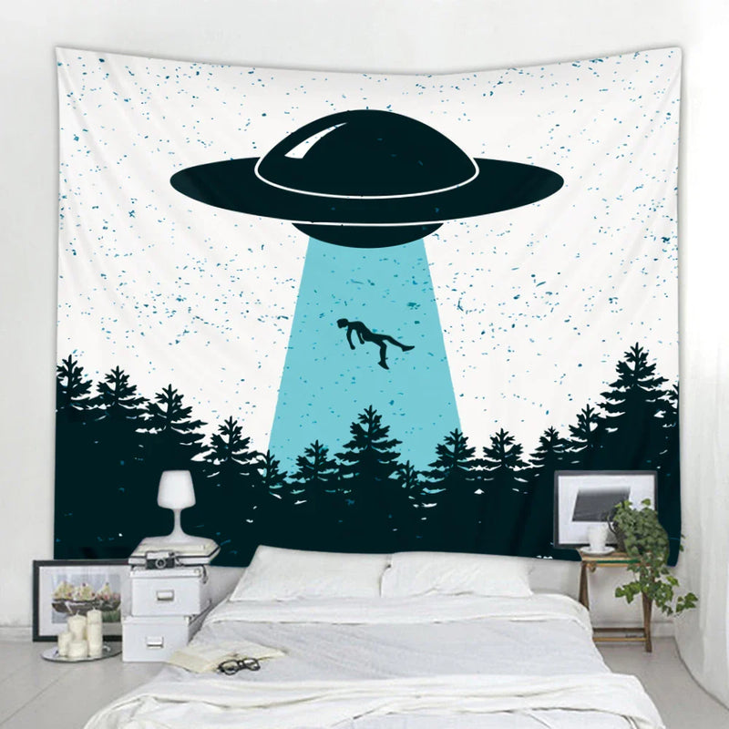 Afralia™ UFO Psychedelic Tapestry Hippie Mandala Wall Hanging - Boho Home Decor