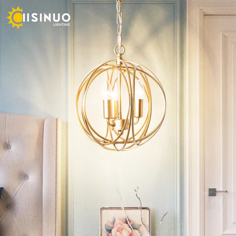 Afralia™ Gold Globe Chandelier Pendant Light for Living Room & Dining Room