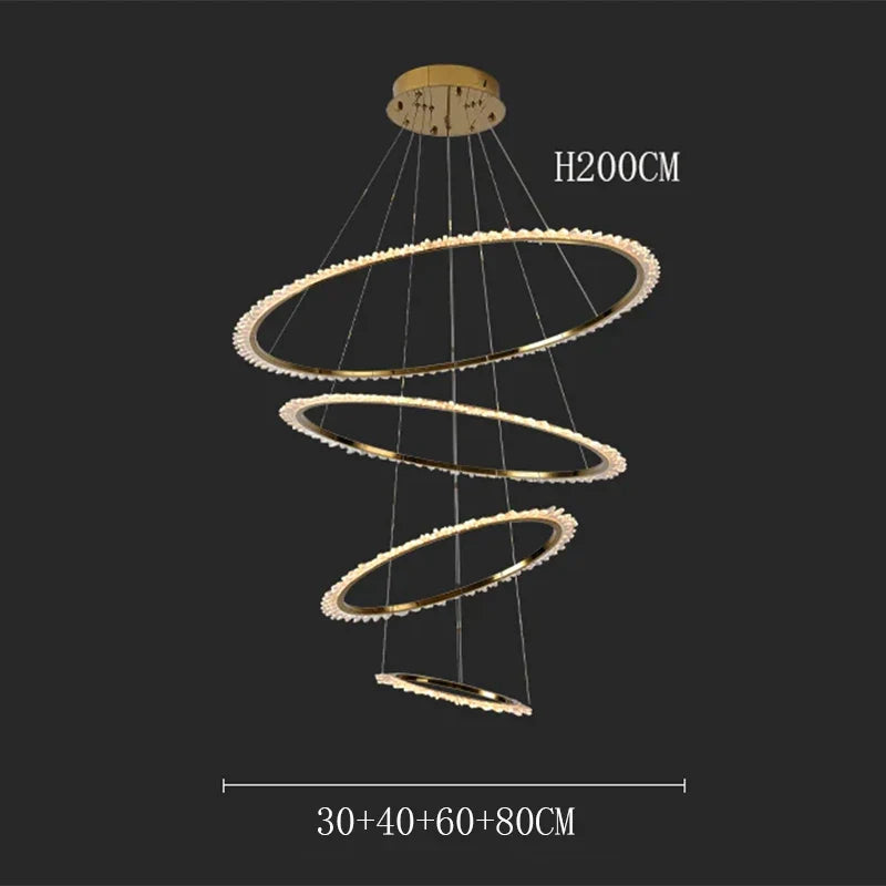 Afralia™ Crystal Chandelier: Stair Pendant Lamp, Living Room & Interior Lighting