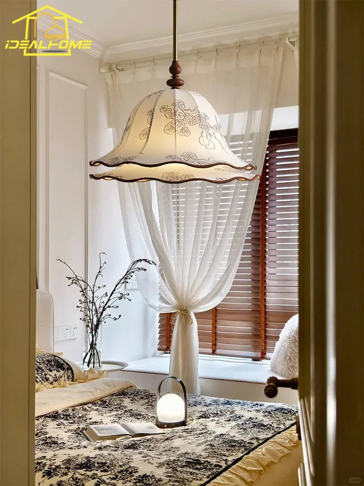 Afralia™ Medieval Fabric Pendant Light LED E27 Classical Hanging Lamp