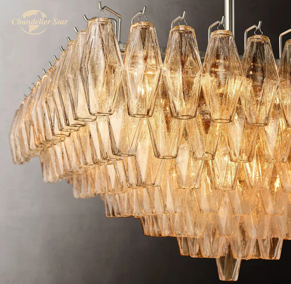 Afralia™ Chiara Glass LED Square Chandelier for Living Dining Room Lighting