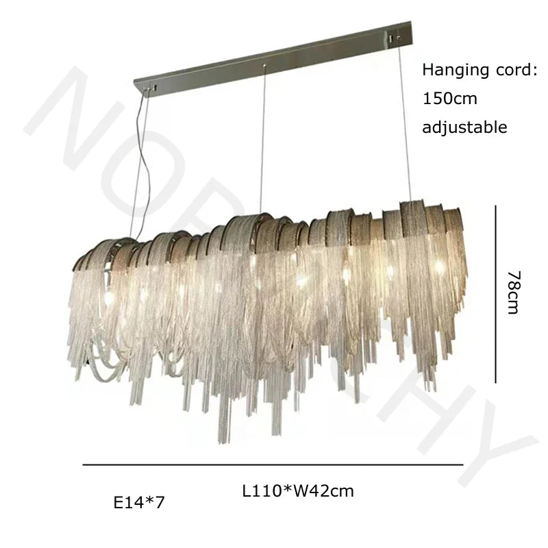 Afralia™ Chrome Tassel LED Chandelier for Living Dining Room Decor - Modern Lustre Design