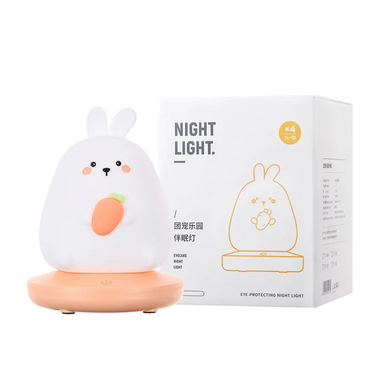 Afralia™ Kids' Animal Silicone Night Light - Touch Sensor, Dimmable, Rechargeable