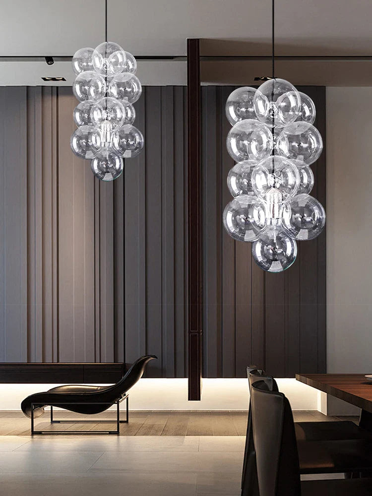Afralia™ Bubble Glass Chandelier Pendant Light for Dining Room Villa Stair Lustre