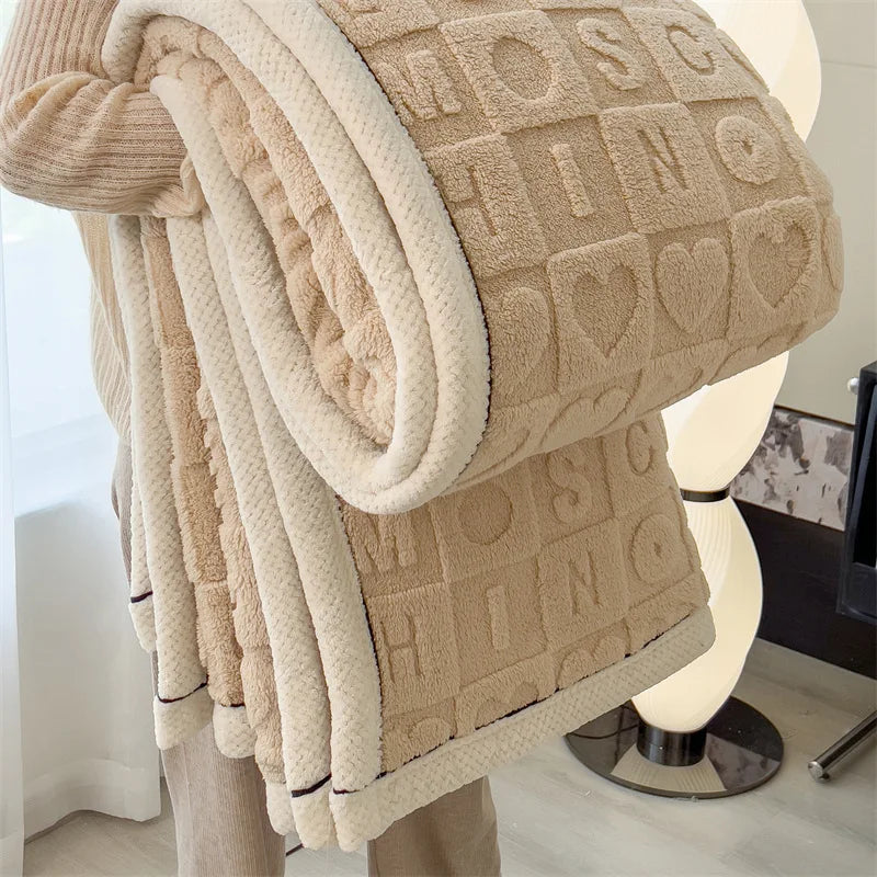 Afralia™ Luxe Taffeta Velvet Carved Blanket: Double-Sided Plush for All Seasons