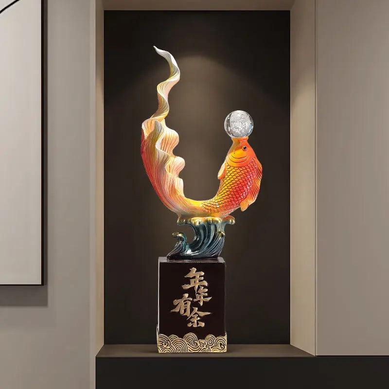 Afralia™ Feng Shui Carp Sculpture: Resin Decorative Statue for Collection and Business Opening